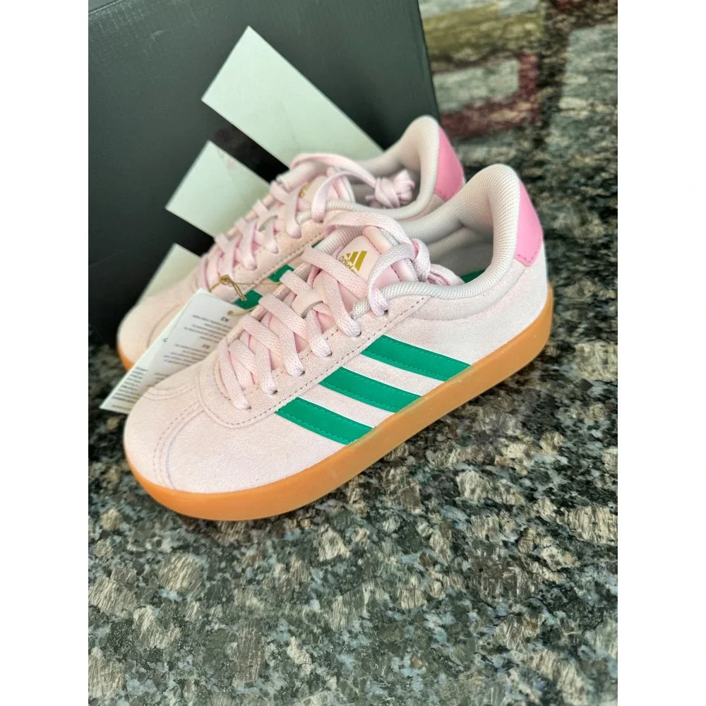Adidas VL Court 3.0 K Kids Sneakers Pink Green Gum Sole KI9260‎ Size 13K NEW
